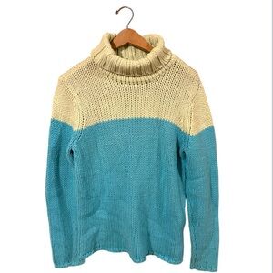 Gap color block big collar sweater BLUE LIME GREEN  L